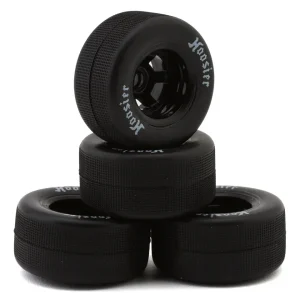1RC Racing Pre-Mounted 1/18 Asphalt Late Model Hoosier Tires (Black) (4) (F/R) (Soft) - 5562