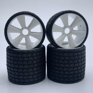 Type12 12th scale rubber tires (4) White wheel Pre Glued - GRC142W