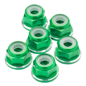 1up Racing 7075 Aluminum Flanged Locknuts - Shine Series - M3 - Green - 80578