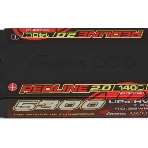 Gens Ace Redline 2.0 2S Shorty LiHV Battery 140C (7.6V/5300mAh) w/5mm Bullets